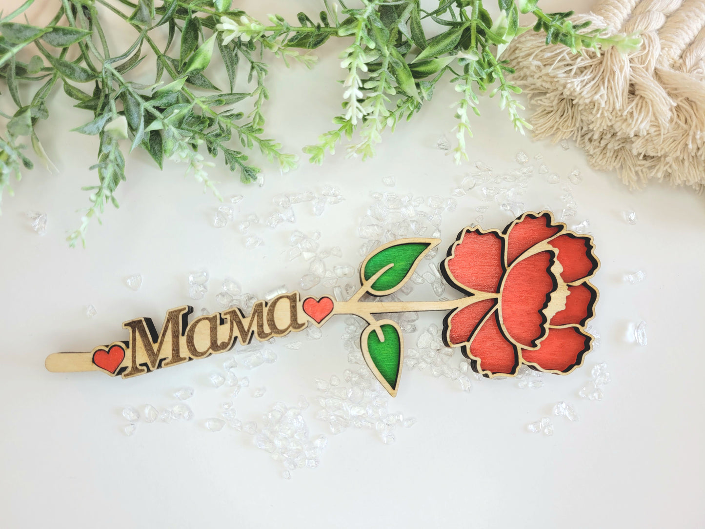 Magnetic Wooden Flower – Personalized Gift with Name or Message