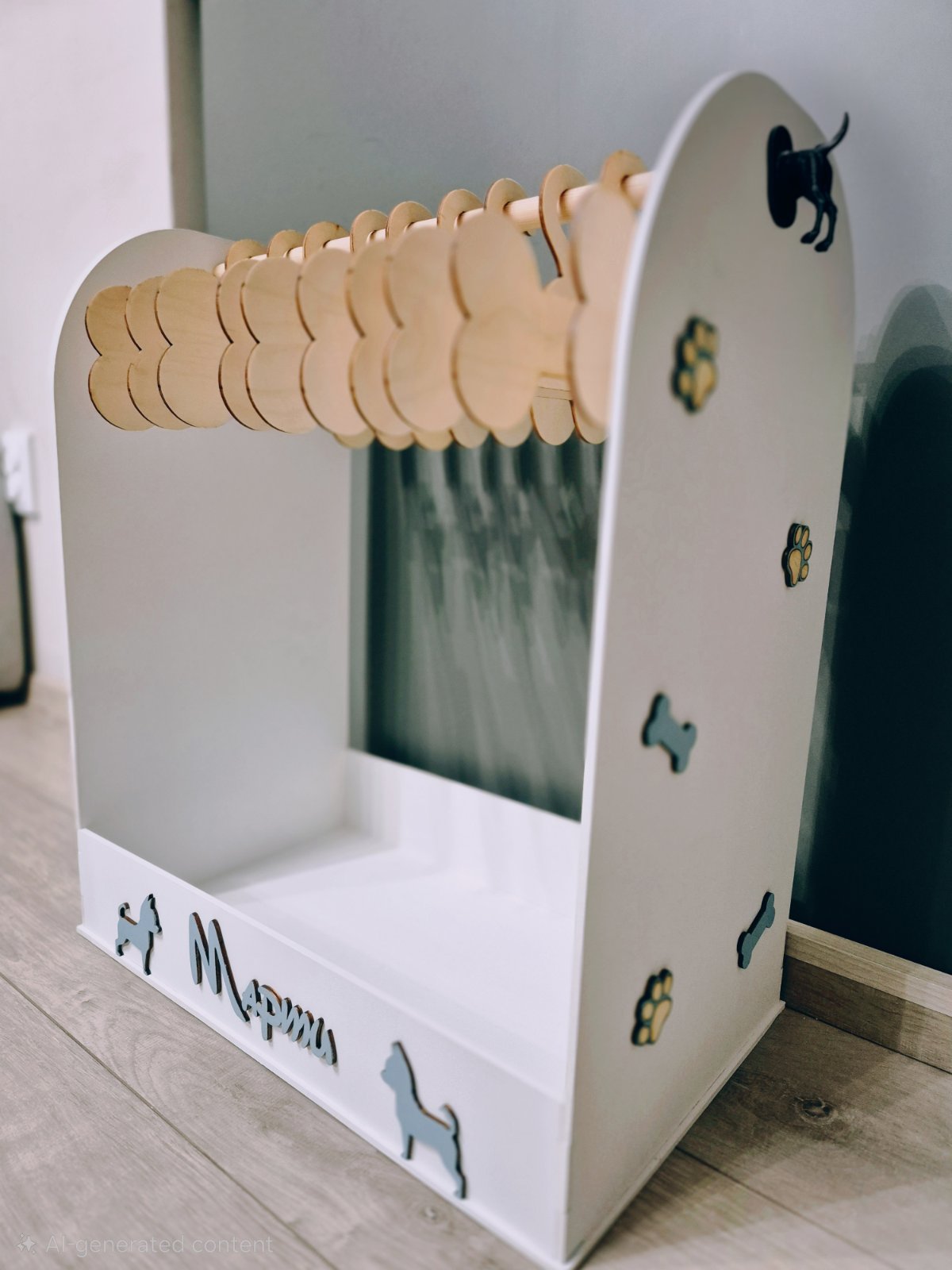 Поставка за Кучешки Дрехи – Персонализирана Дървена Закачалка