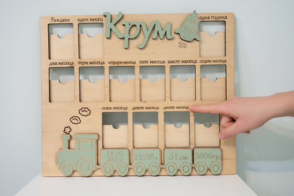 Фоторамка за първата година на бебето – Персонализирана с рождени данни