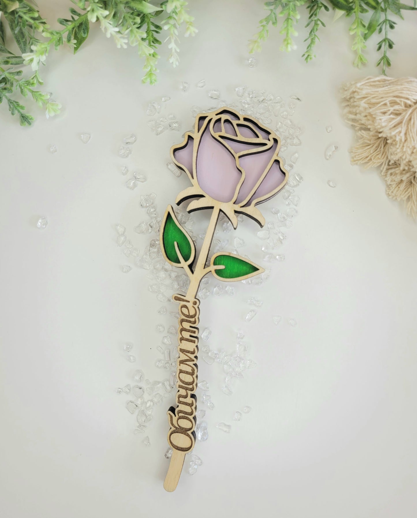 Magnetic Wooden Rose – Personalized Gift with Name or Message